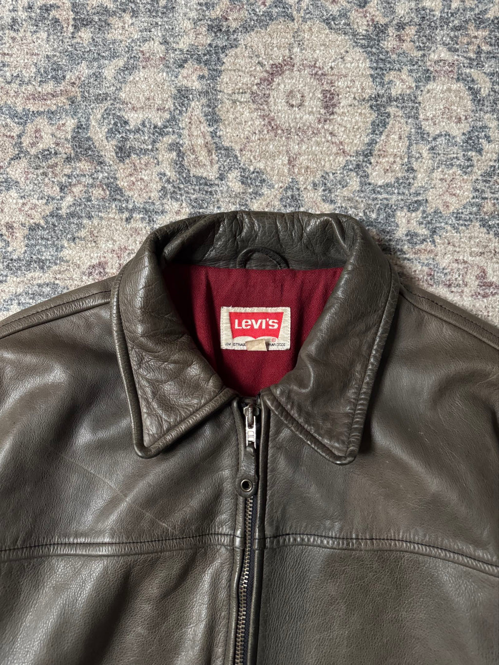 Levis 90s USA grey straight cut leather jacket