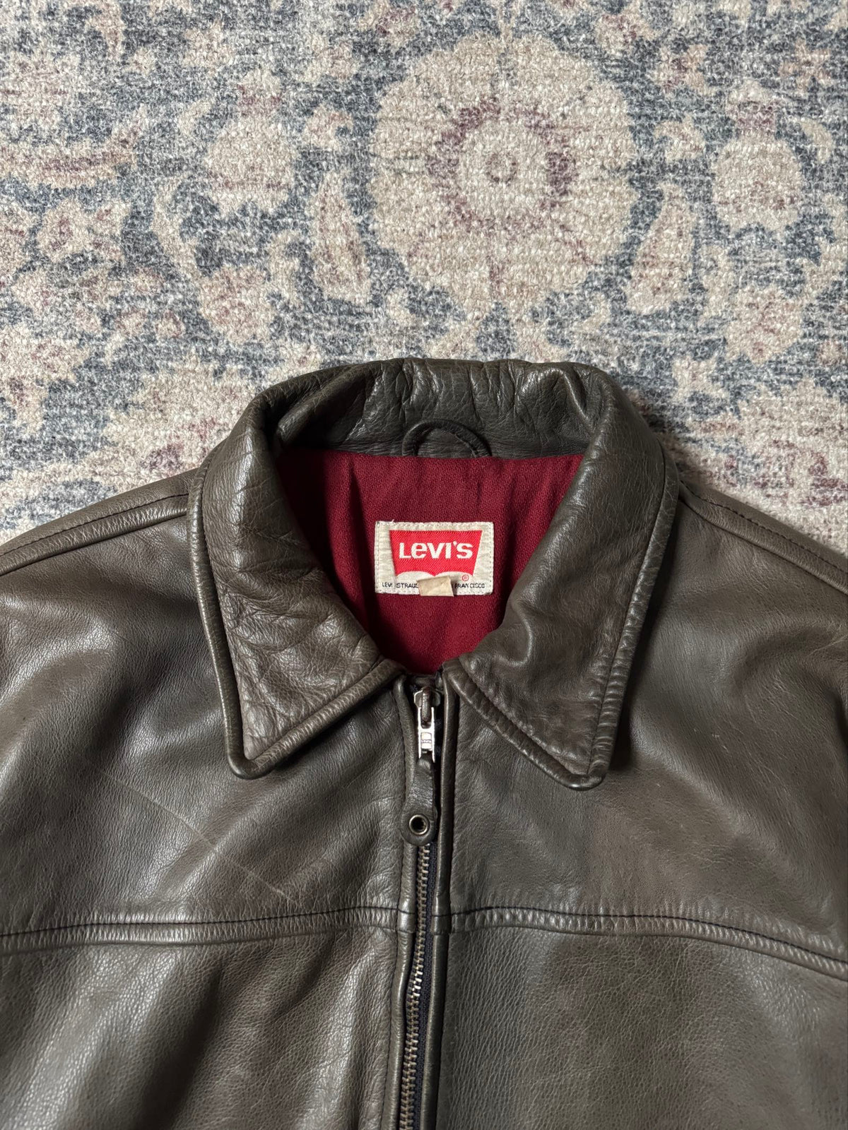 Levis 90s USA grey straight cut leather jacket