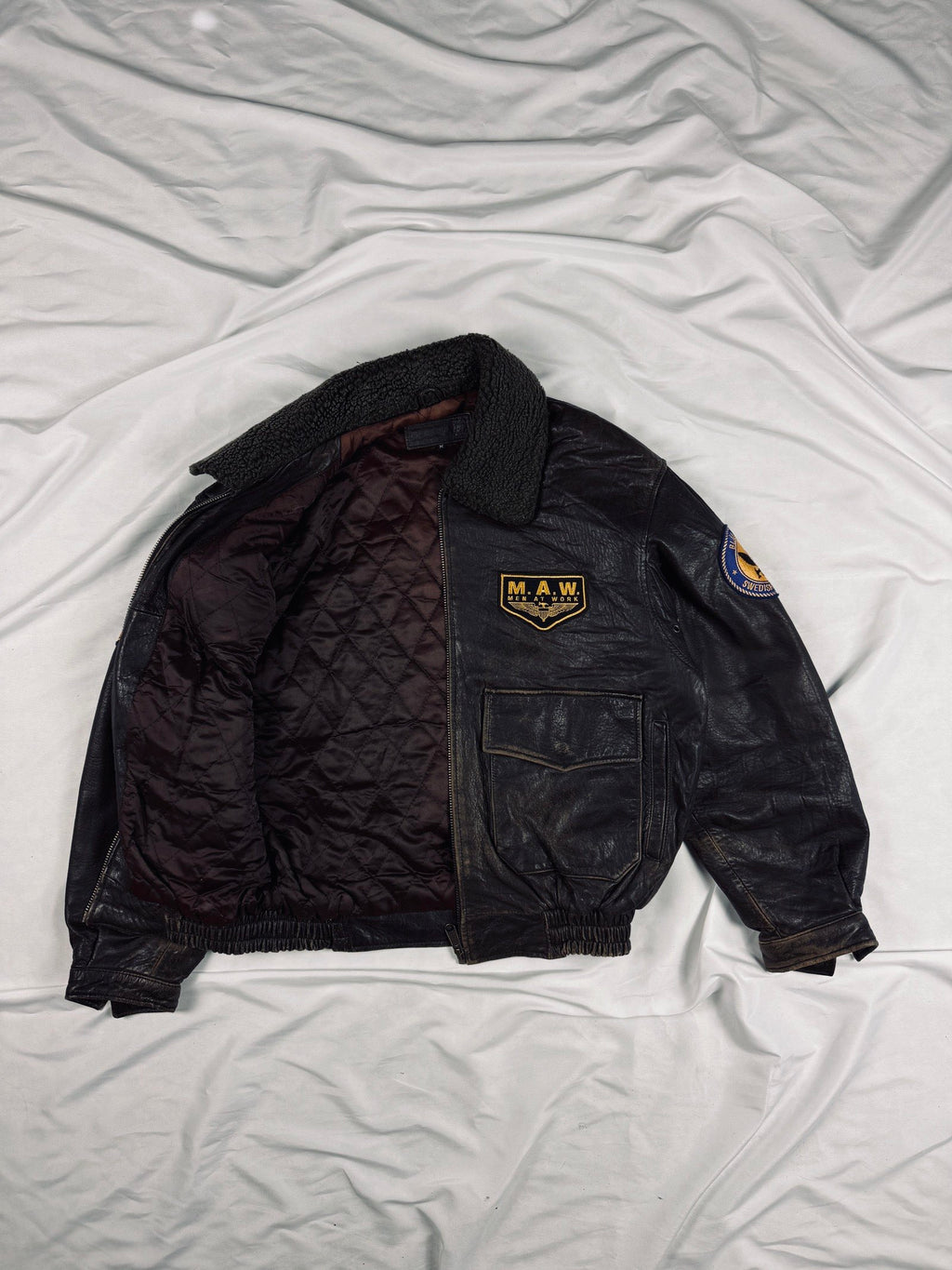 Bomber 00s workwear heavy leather jacket