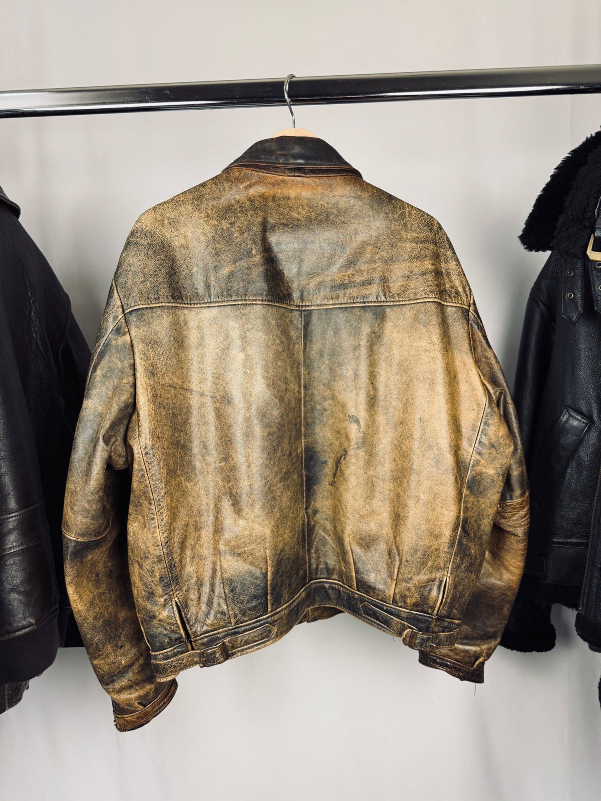 Vintage 70s Heavy Boxy Patina Leather Jacket