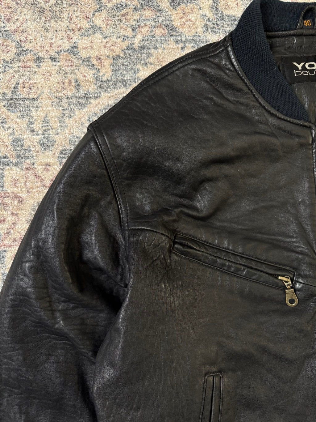 Retro bomber basic leather jacket