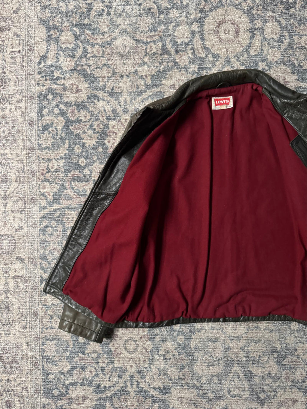 Levis 90s USA grey straight cut leather jacket