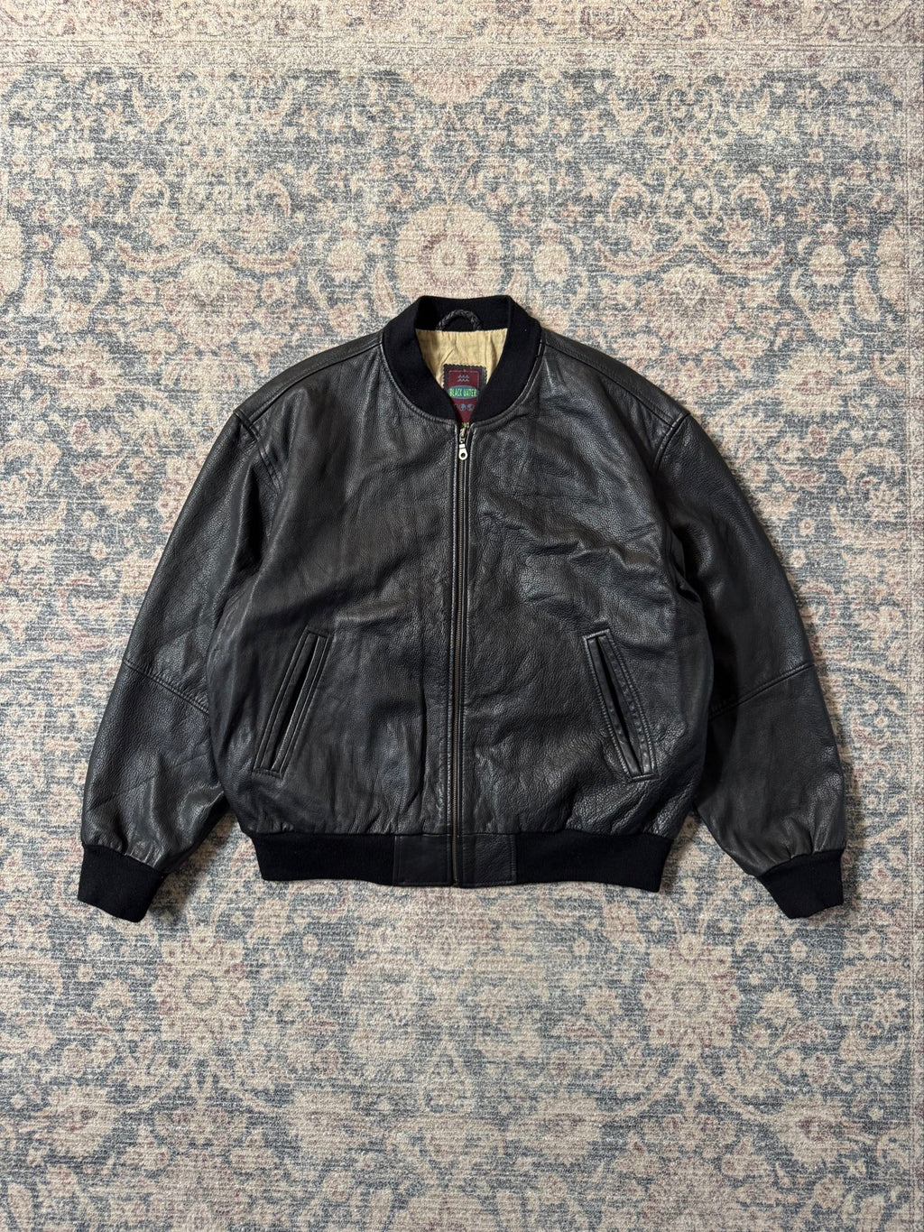 Vintage basic bomber flyers leather jacket oversized