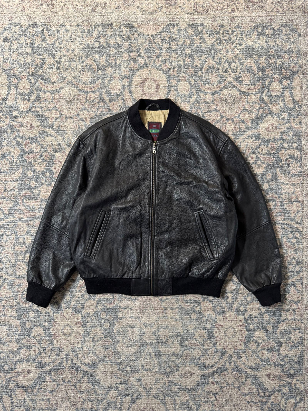 Vintage basic bomber flyers leather jacket oversized