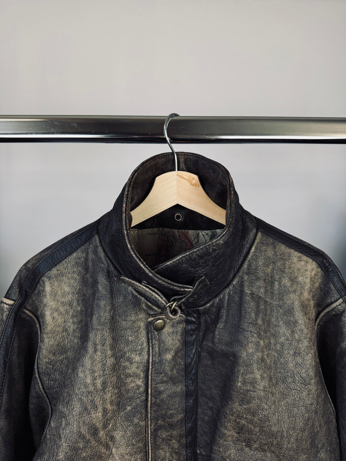 Vintage heavily patina distressed moto jacket
