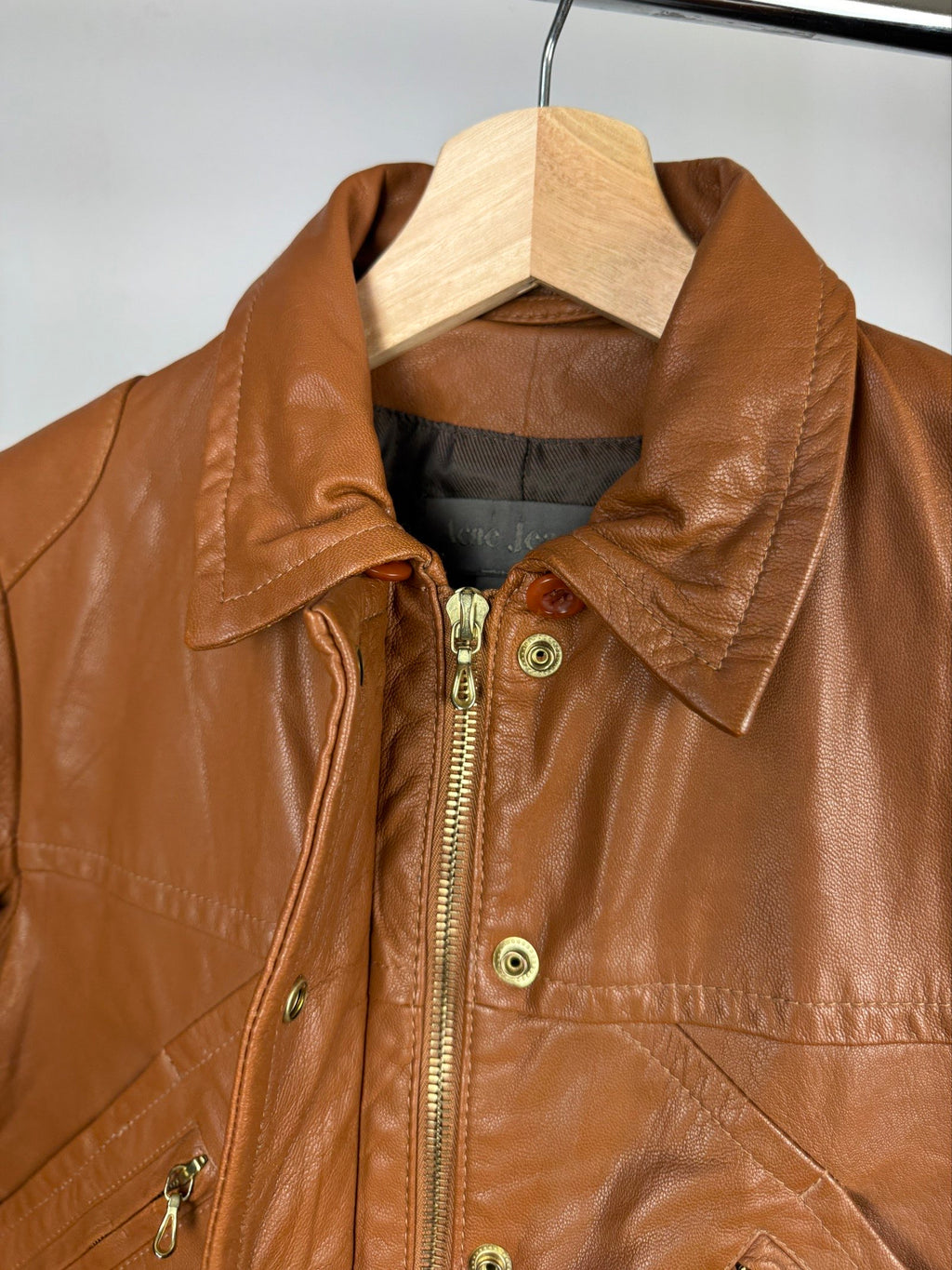 Acne studios bomber brown leather jacket