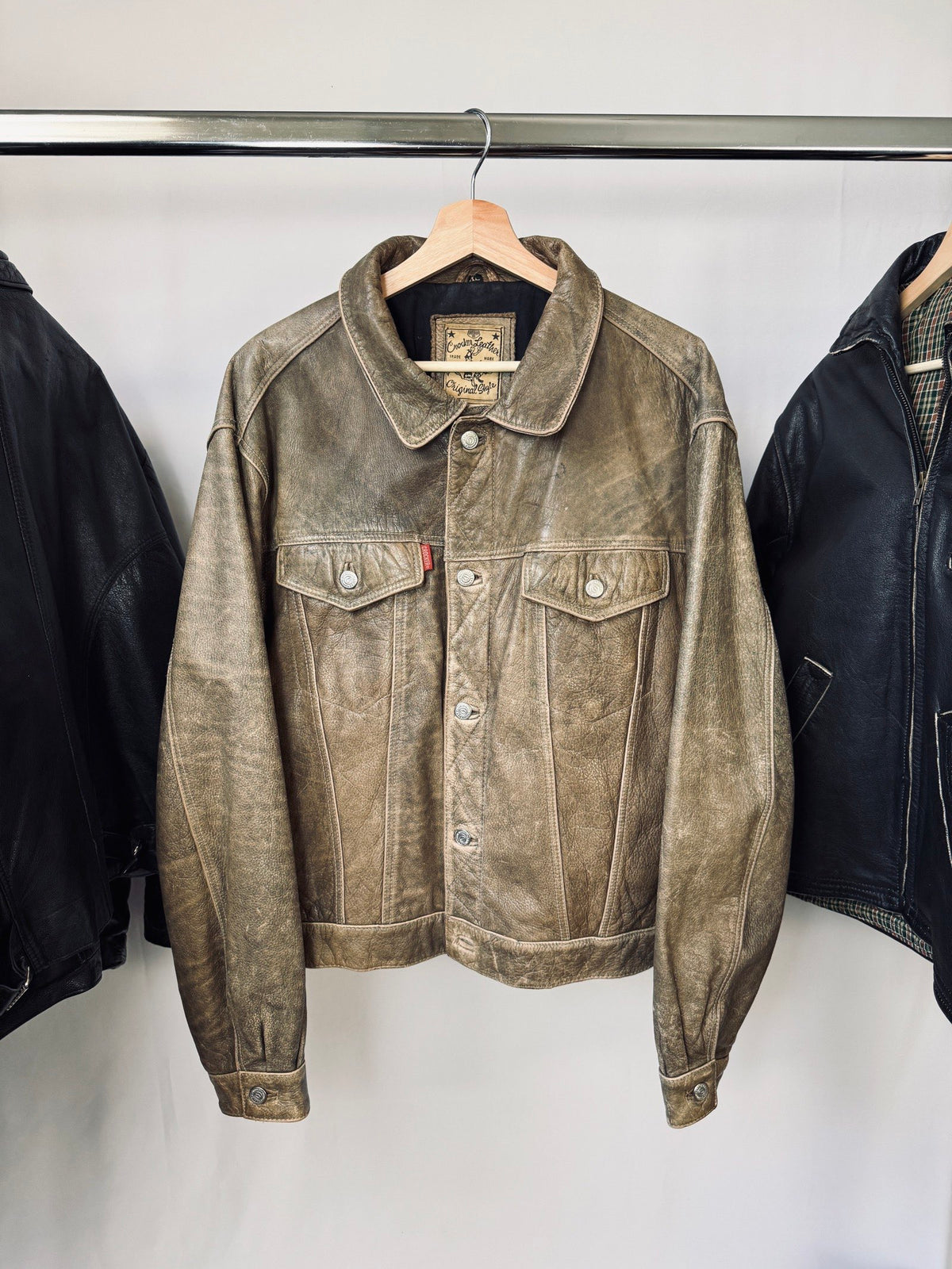 Vintage 90s Heavy Patina Trucker Leather Jacket