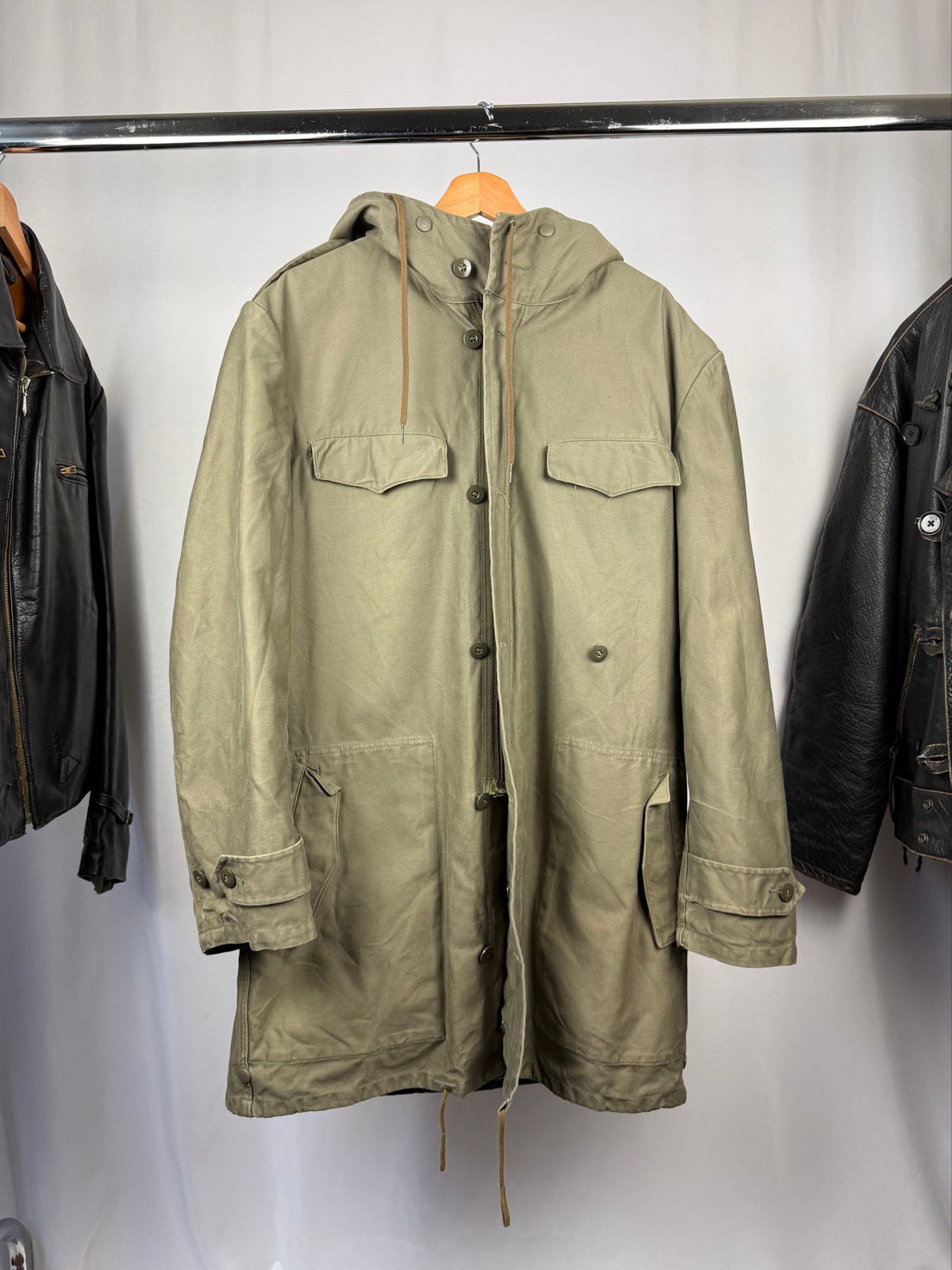 Vintage military olive cotton field parka