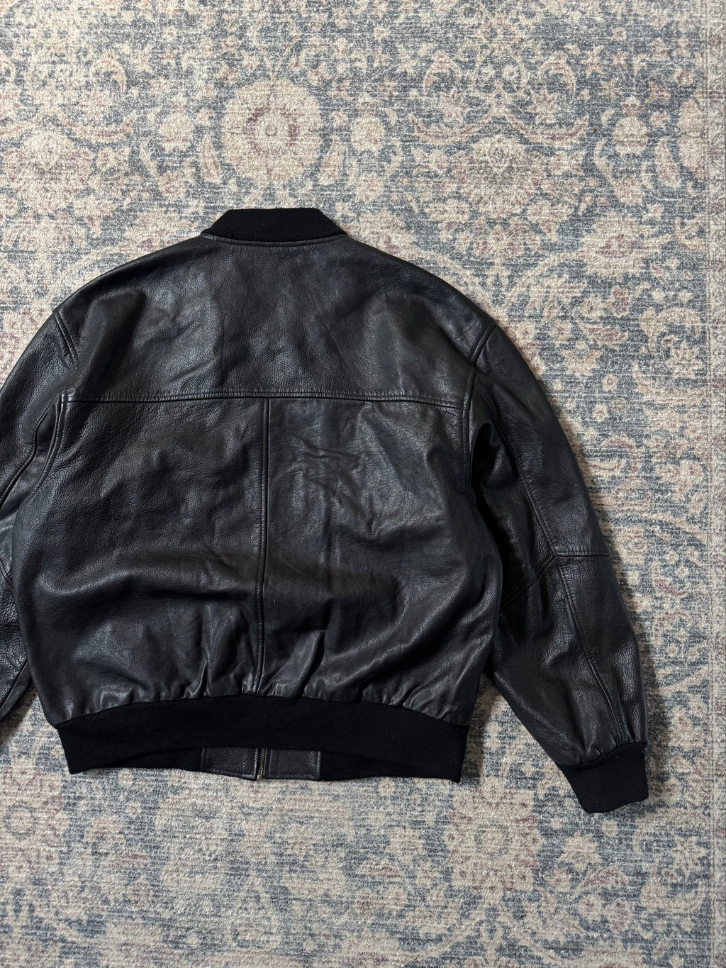 Vintage basic bomber flyers leather jacket oversized