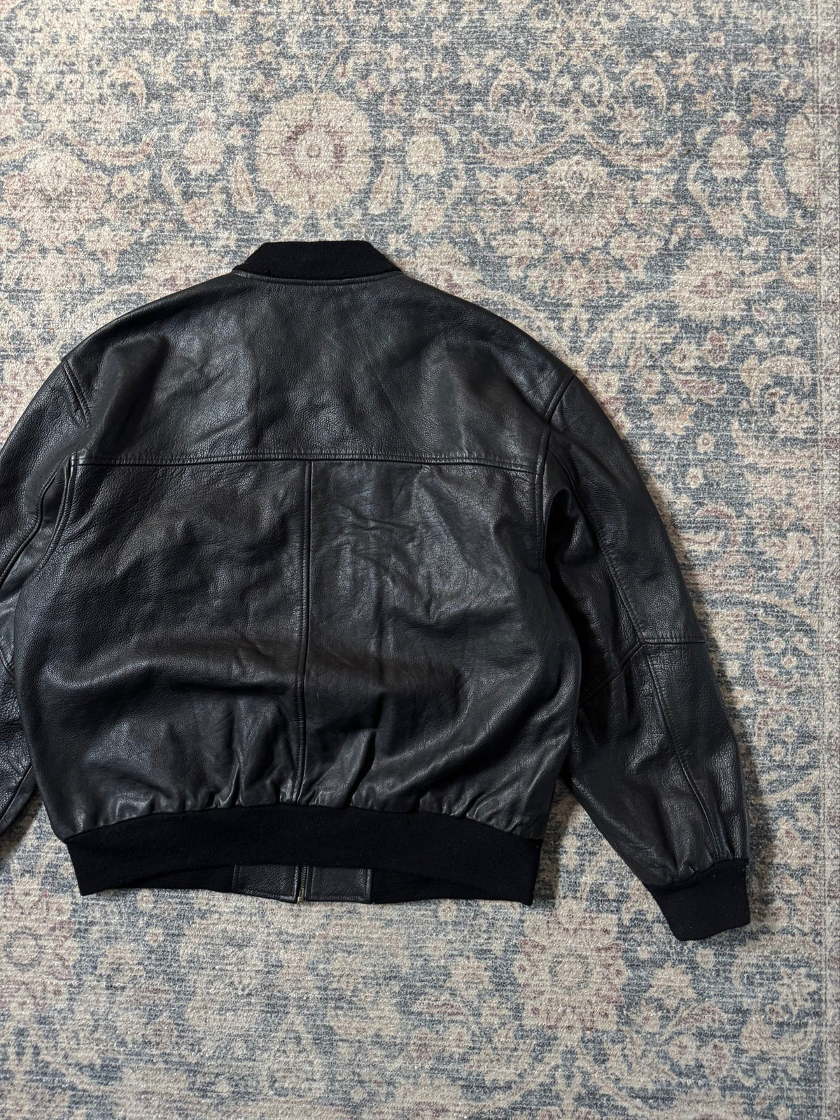 Vintage basic bomber flyers leather jacket oversized