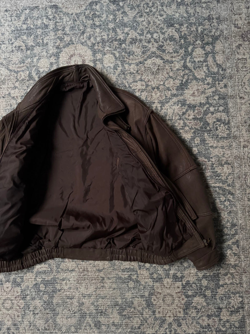 retro heavy brown oversized bomber leather jacket