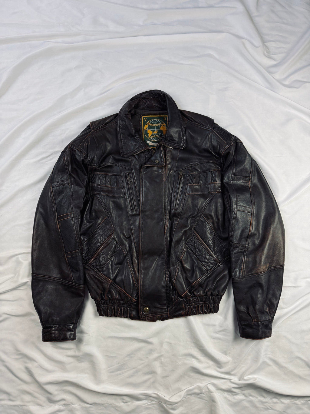 Cherry red bomber leather jacket retro 90s