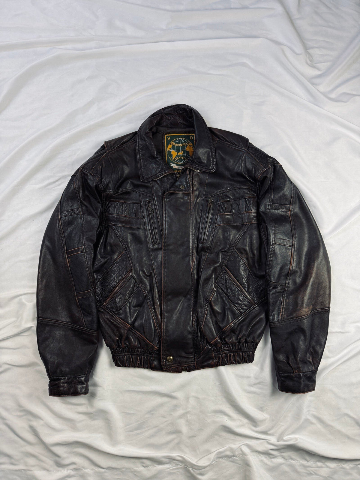 Cherry red bomber leather jacket retro 90s