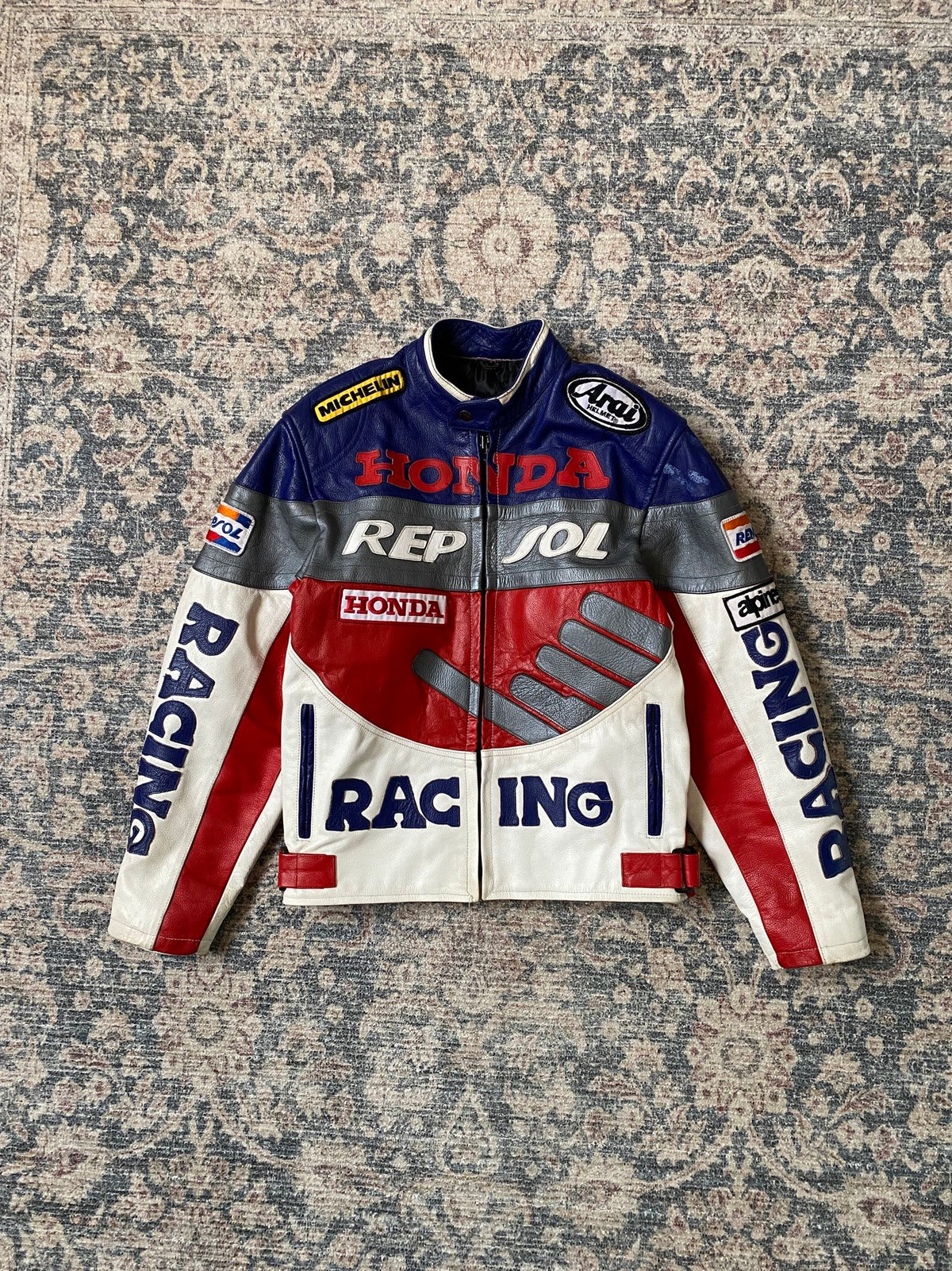Honda Repsol Vintage racing biker leather jacket