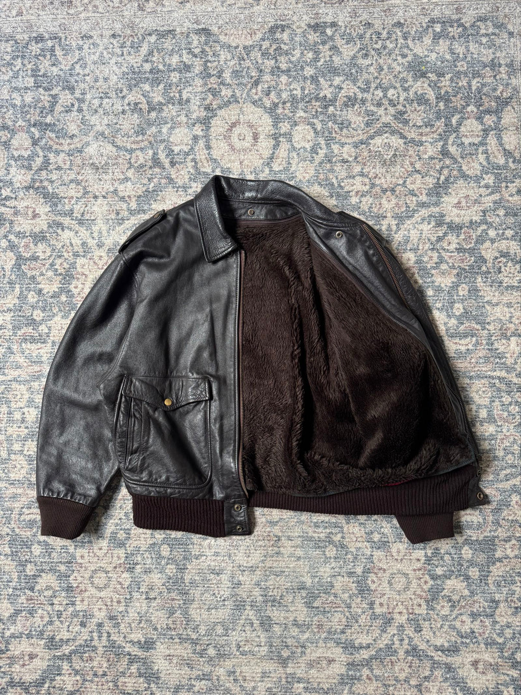 1990' A-2 brown aviator bomber leather jacket