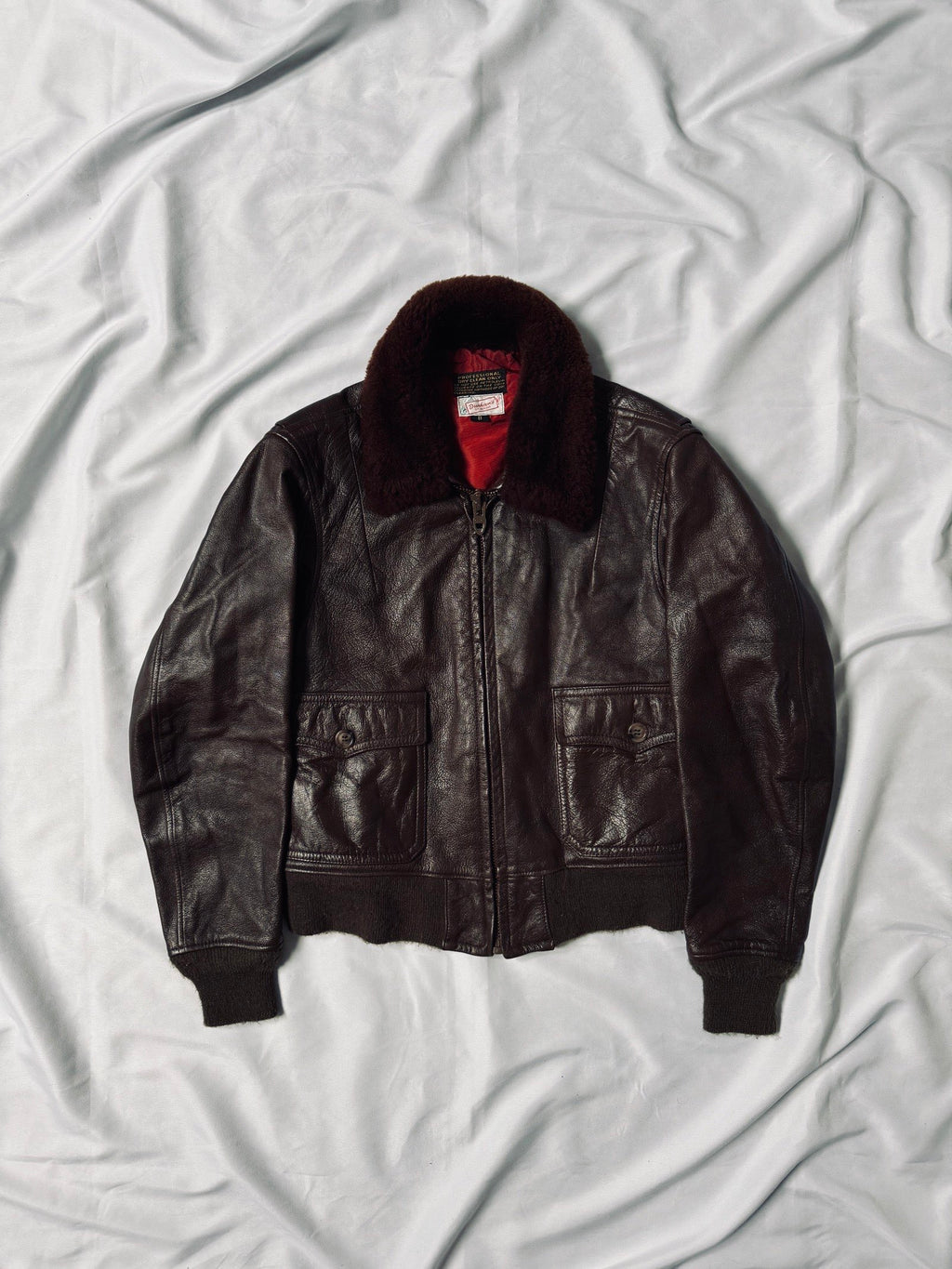 80s aviator talon brown leather jacket a-2 type