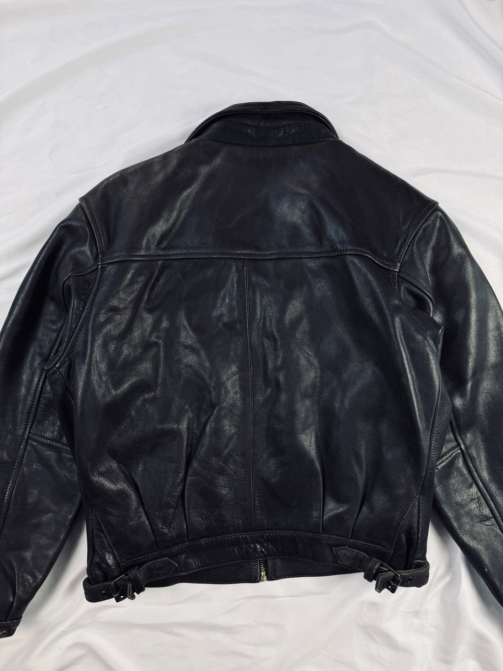 1990' Black cropped heavy leather jacket