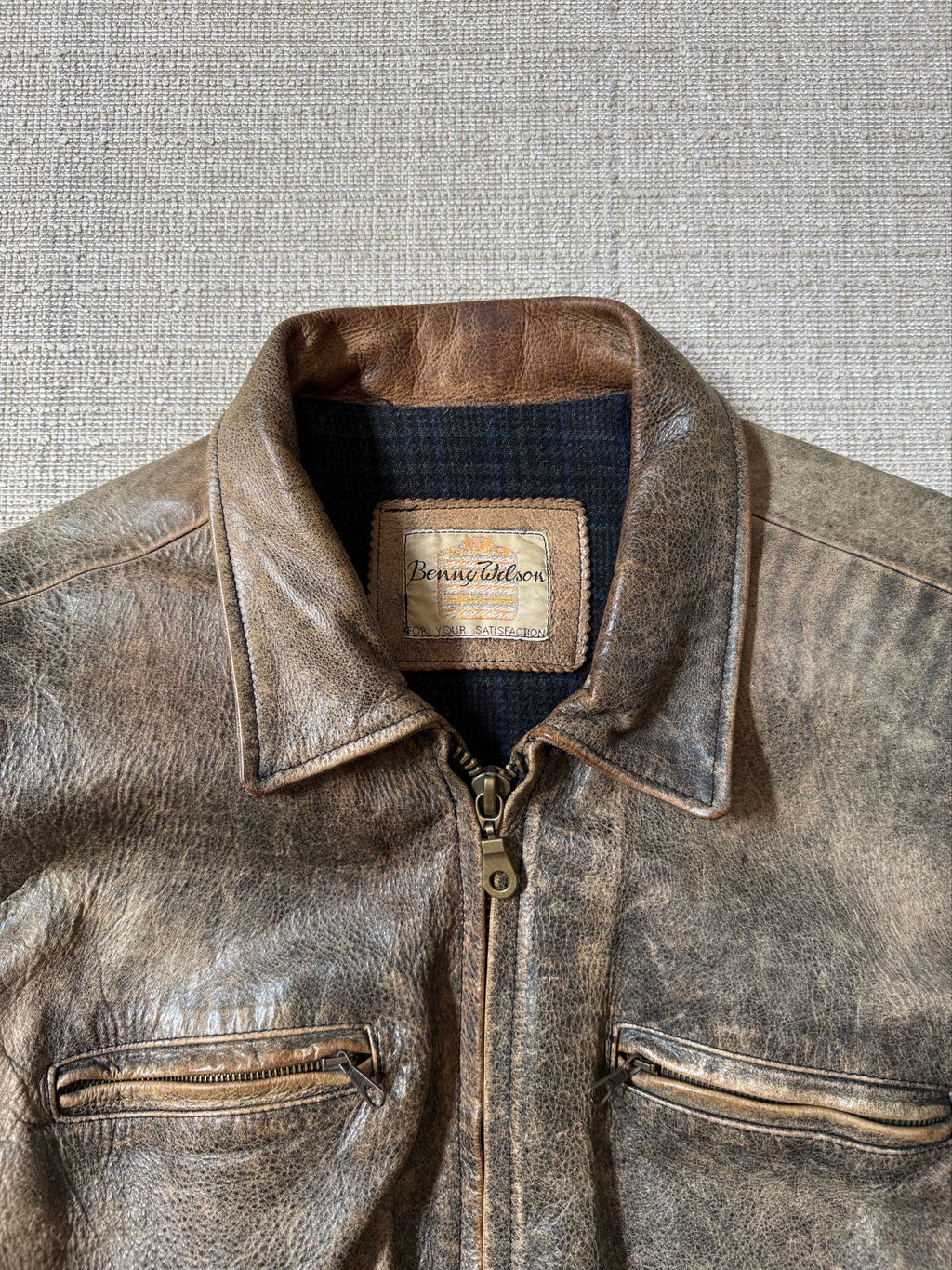 Vintage 80s heavy boxy patina leather jacket