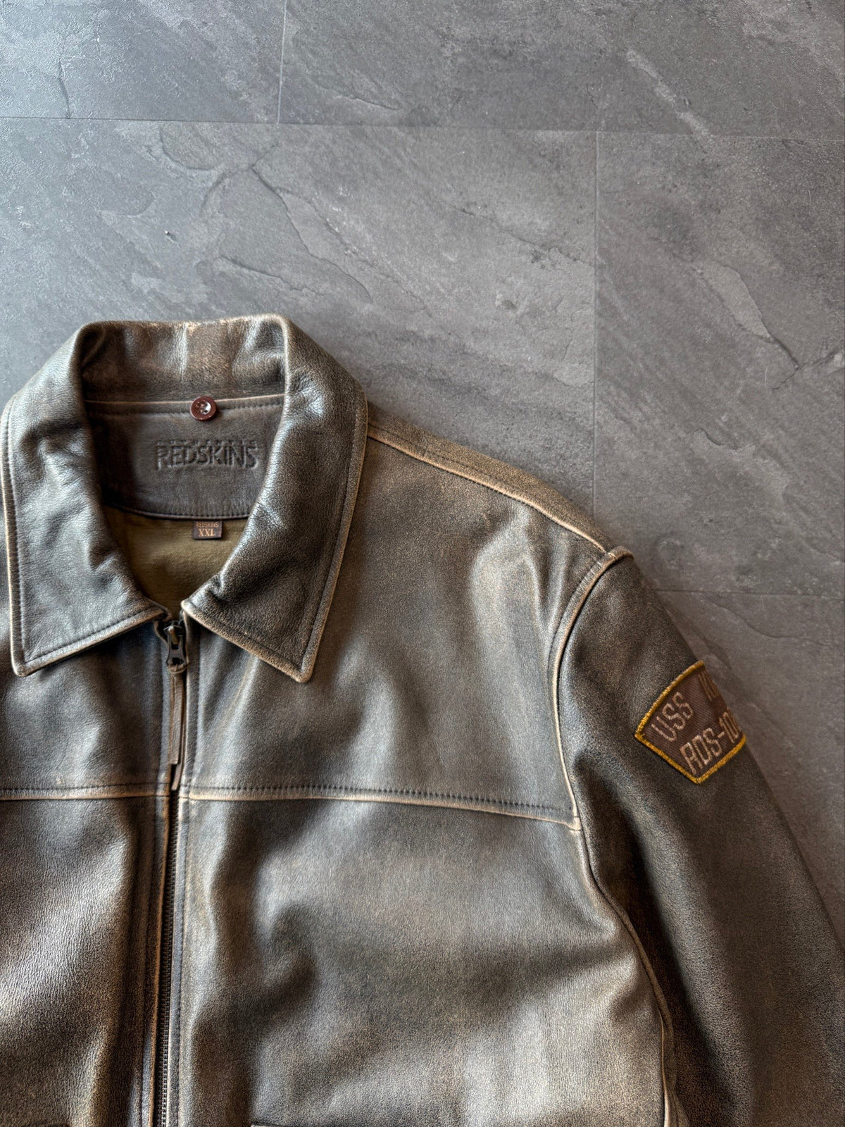 Vintage Redskins Bomber Aviator Leather Jacket