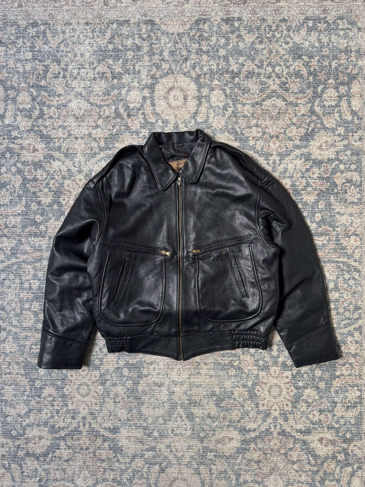 Vintage black A-2 aviator type leather jacket
