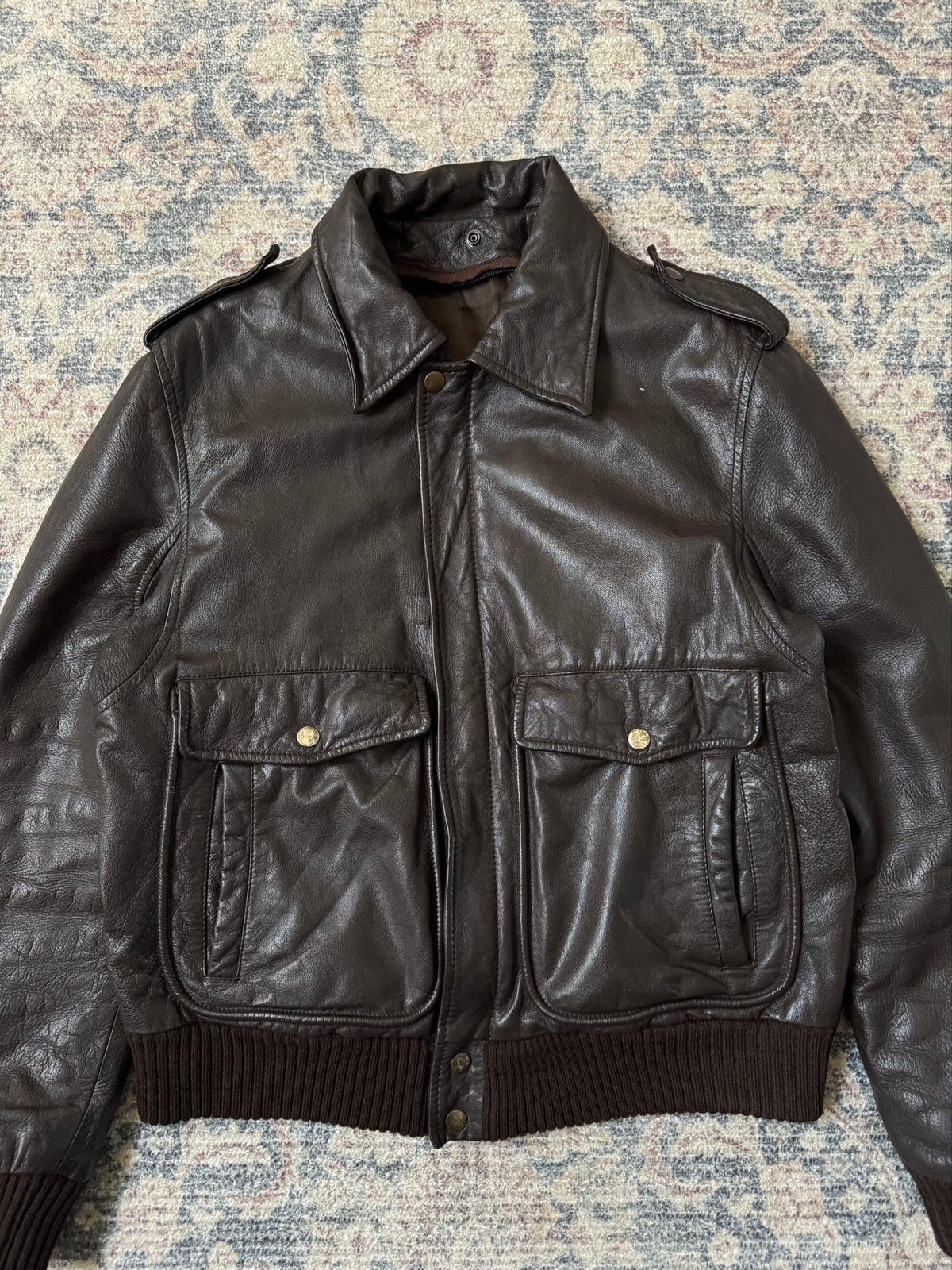 Vintage brown A-2 type leather jacket aviator bomber