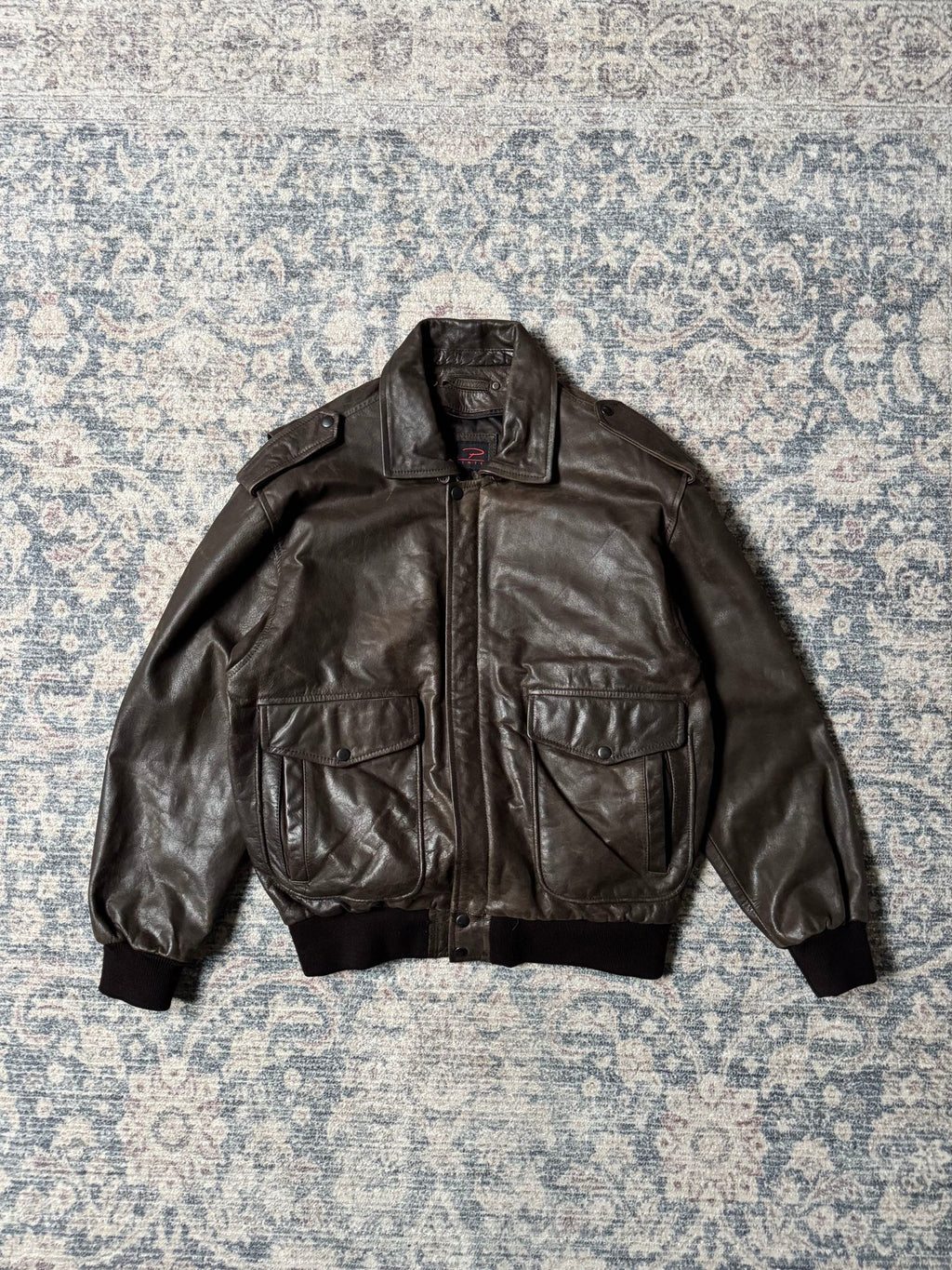 A-2 type brown aviator bomber leather jacket