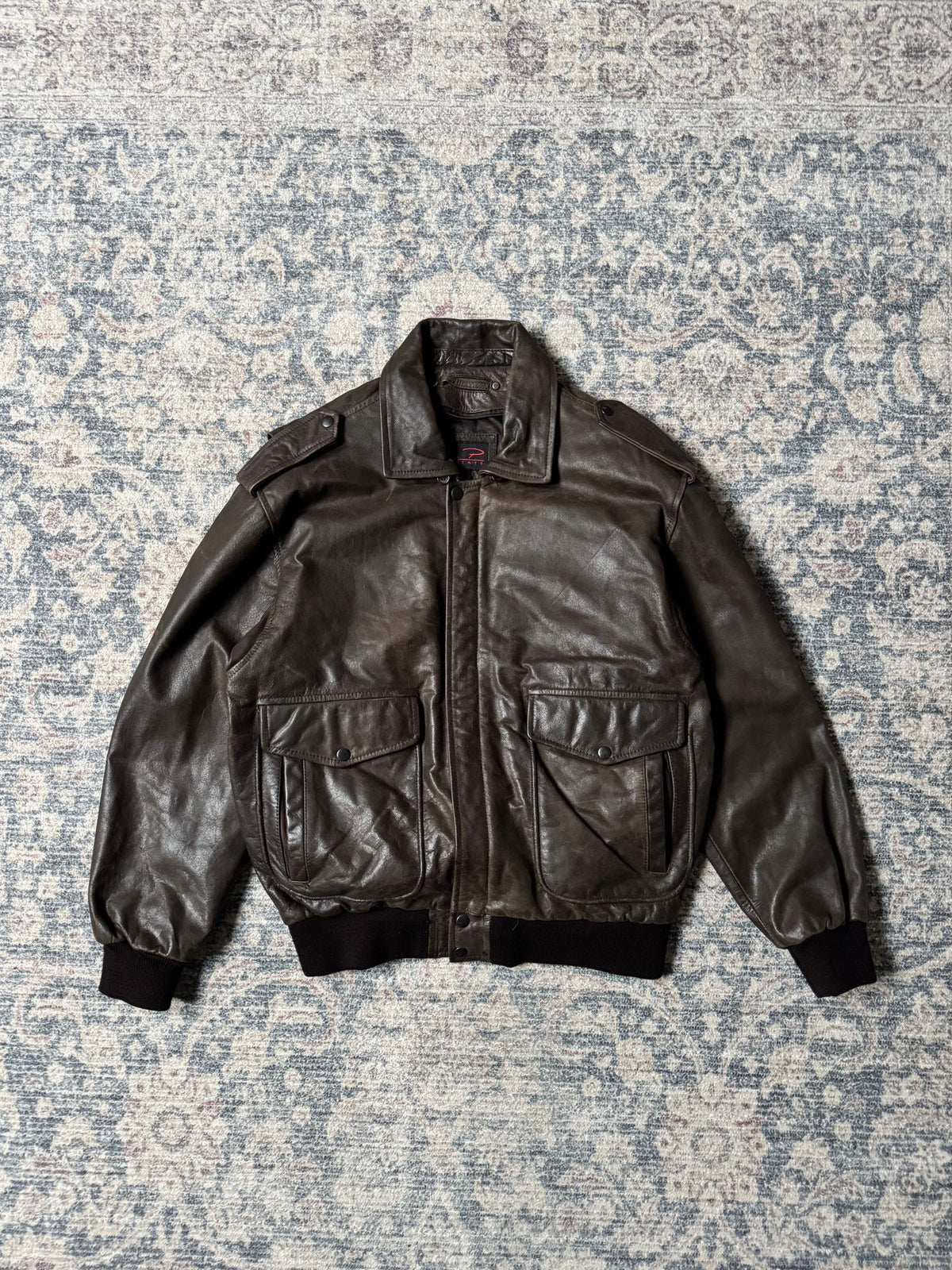 A-2 type brown aviator bomber leather jacket