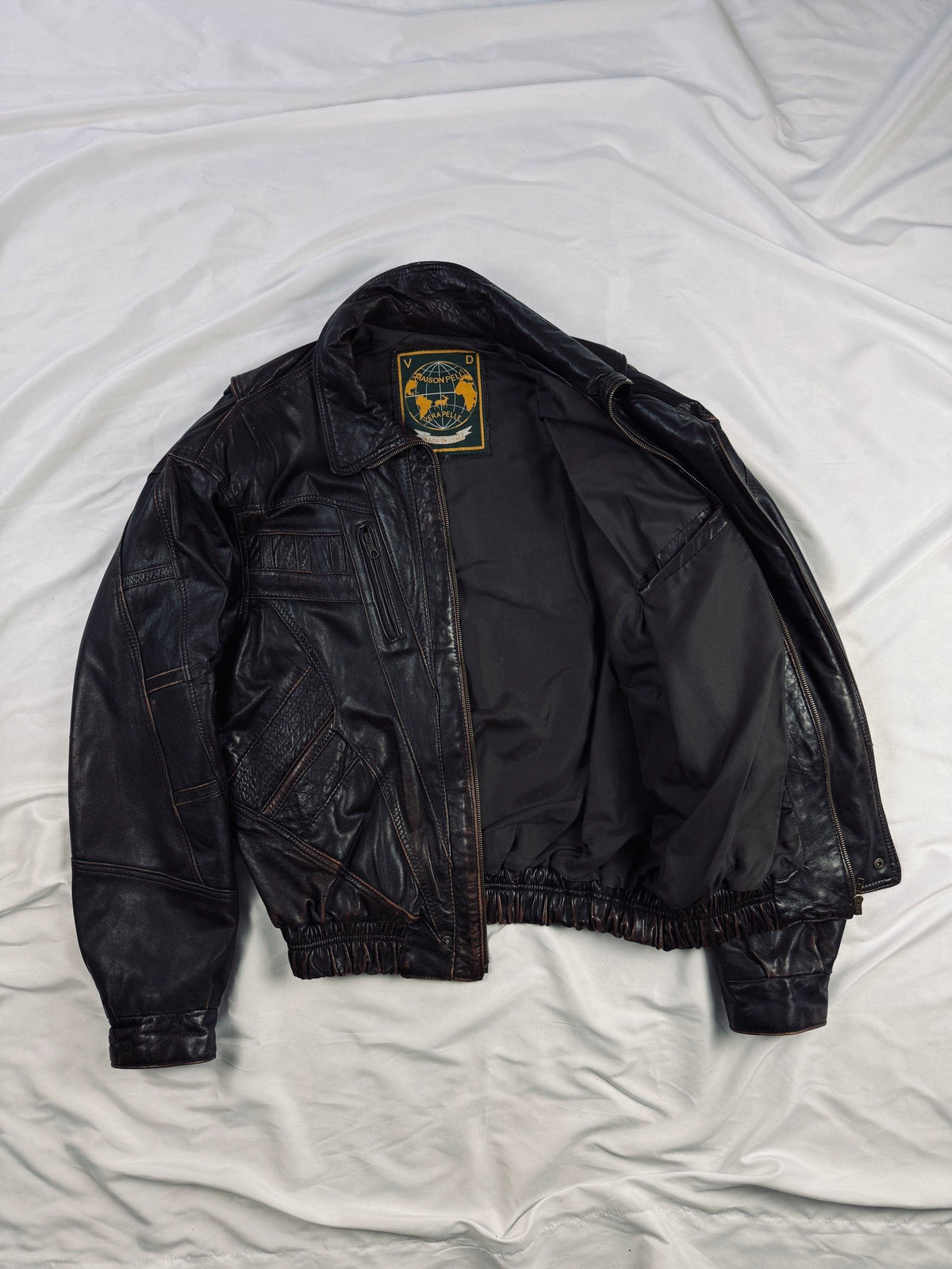 Cherry red bomber leather jacket retro 90s