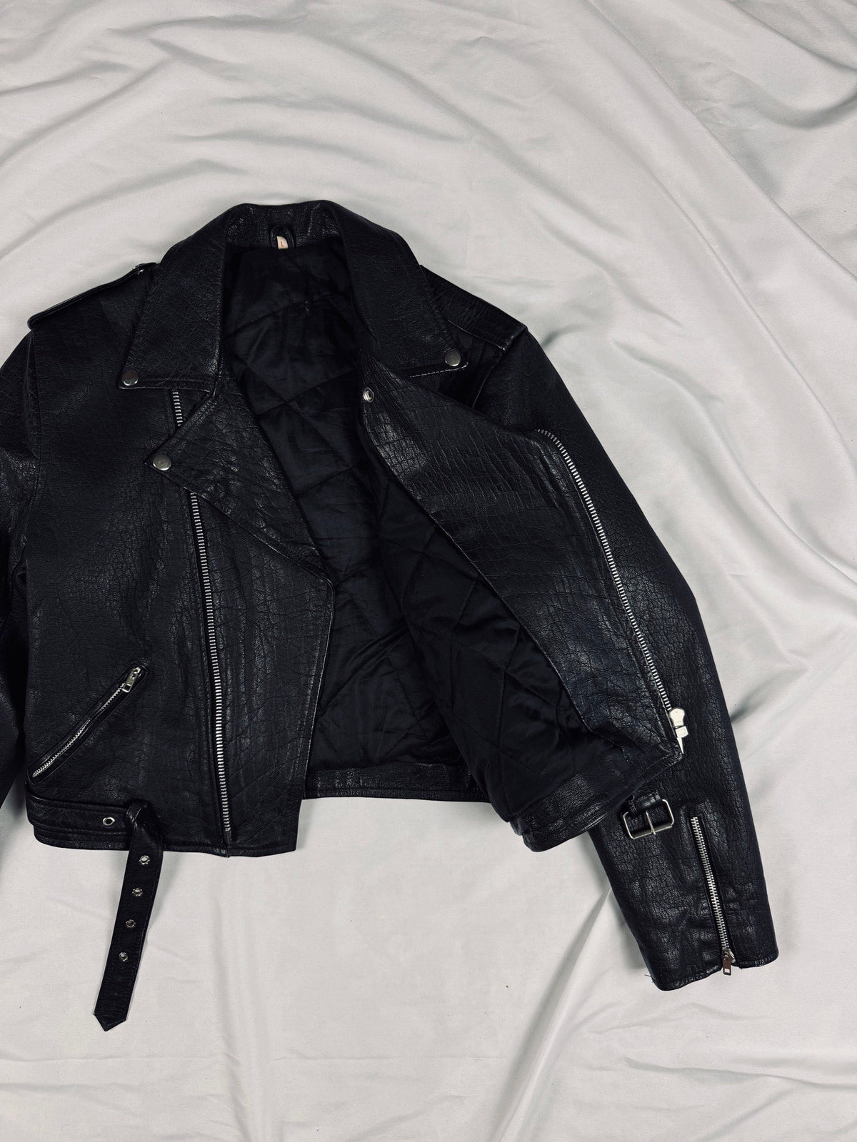 Japanese 90s black leather biker jacket