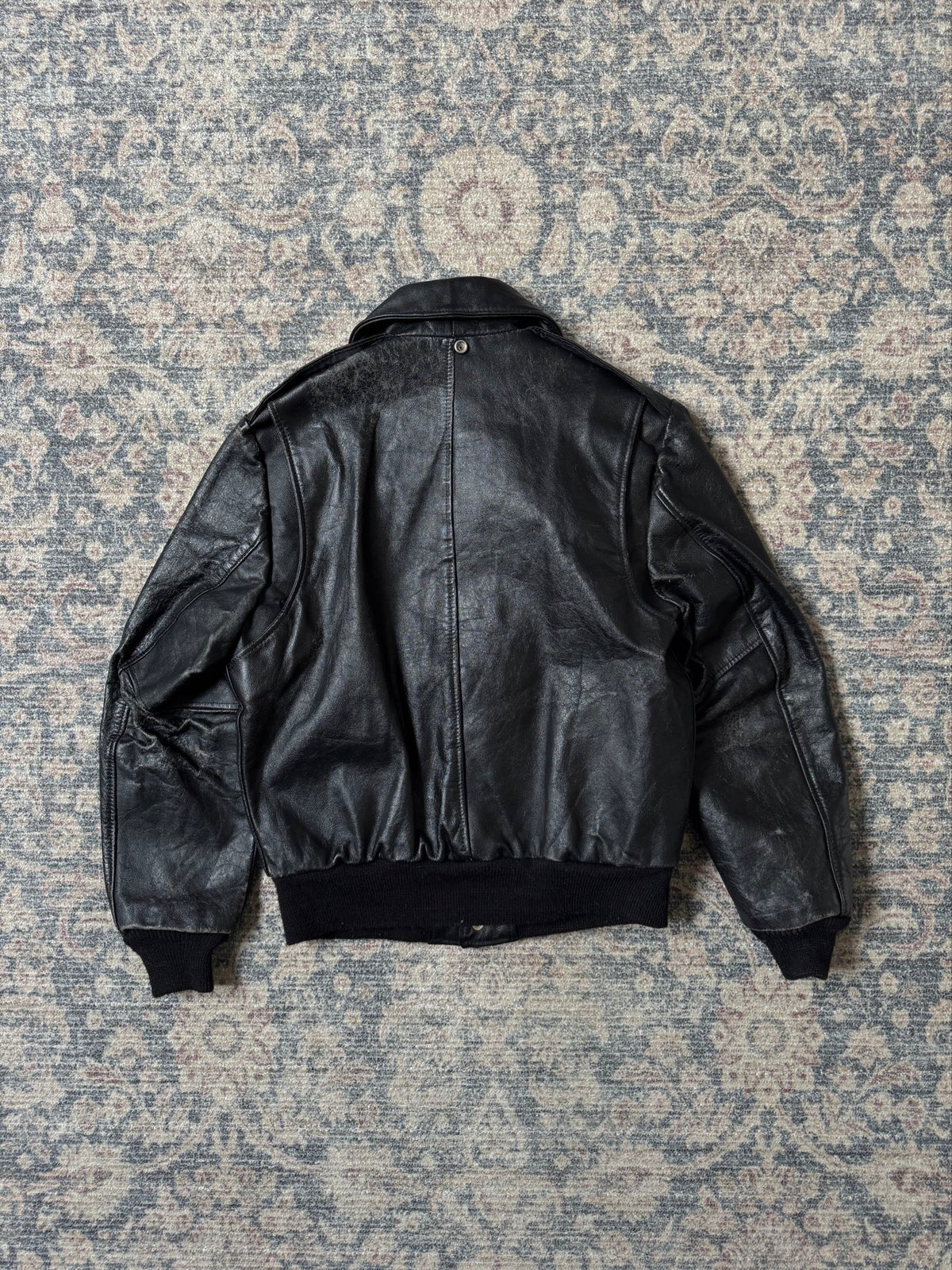 A-2 type black leather jacket cowhide