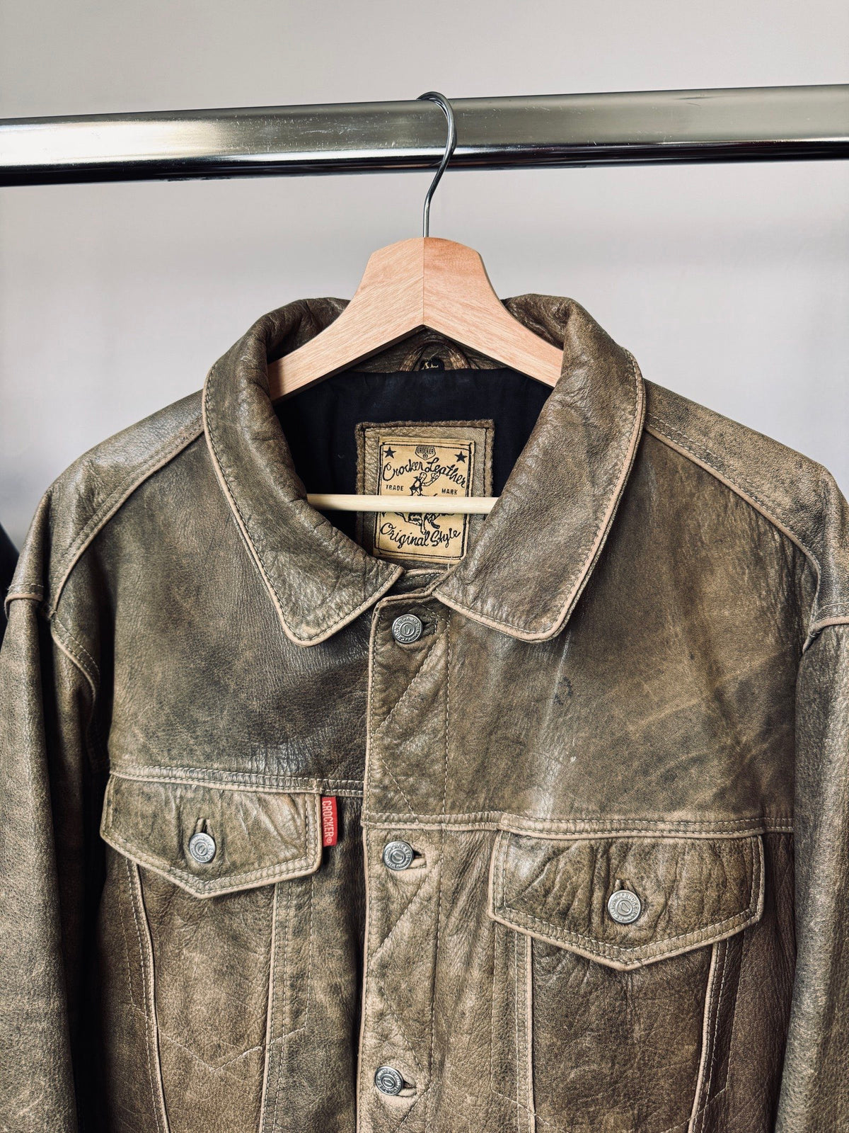 Vintage 90s Heavy Patina Trucker Leather Jacket