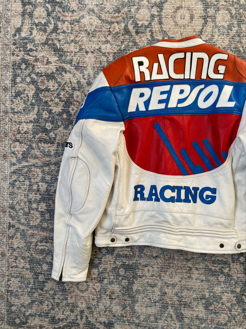 Vintage Repsol Honda racing biker leather jacket