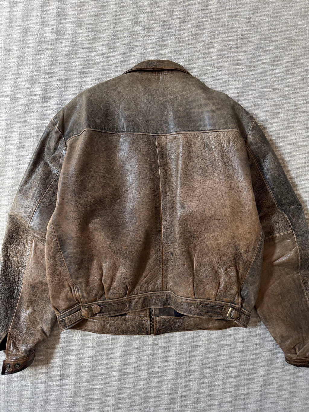 Vintage 80s heavy boxy patina leather jacket
