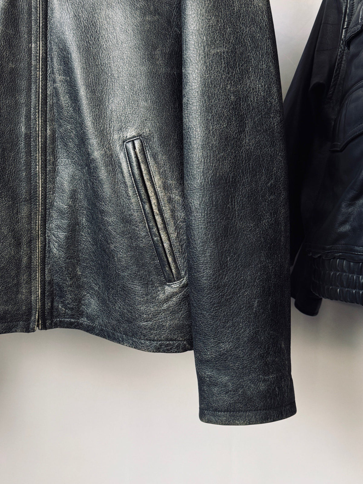 Vintage heavy Cafe racer biker washed leather jacket