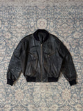 Heavy distressed brown patina leather jacket 90s