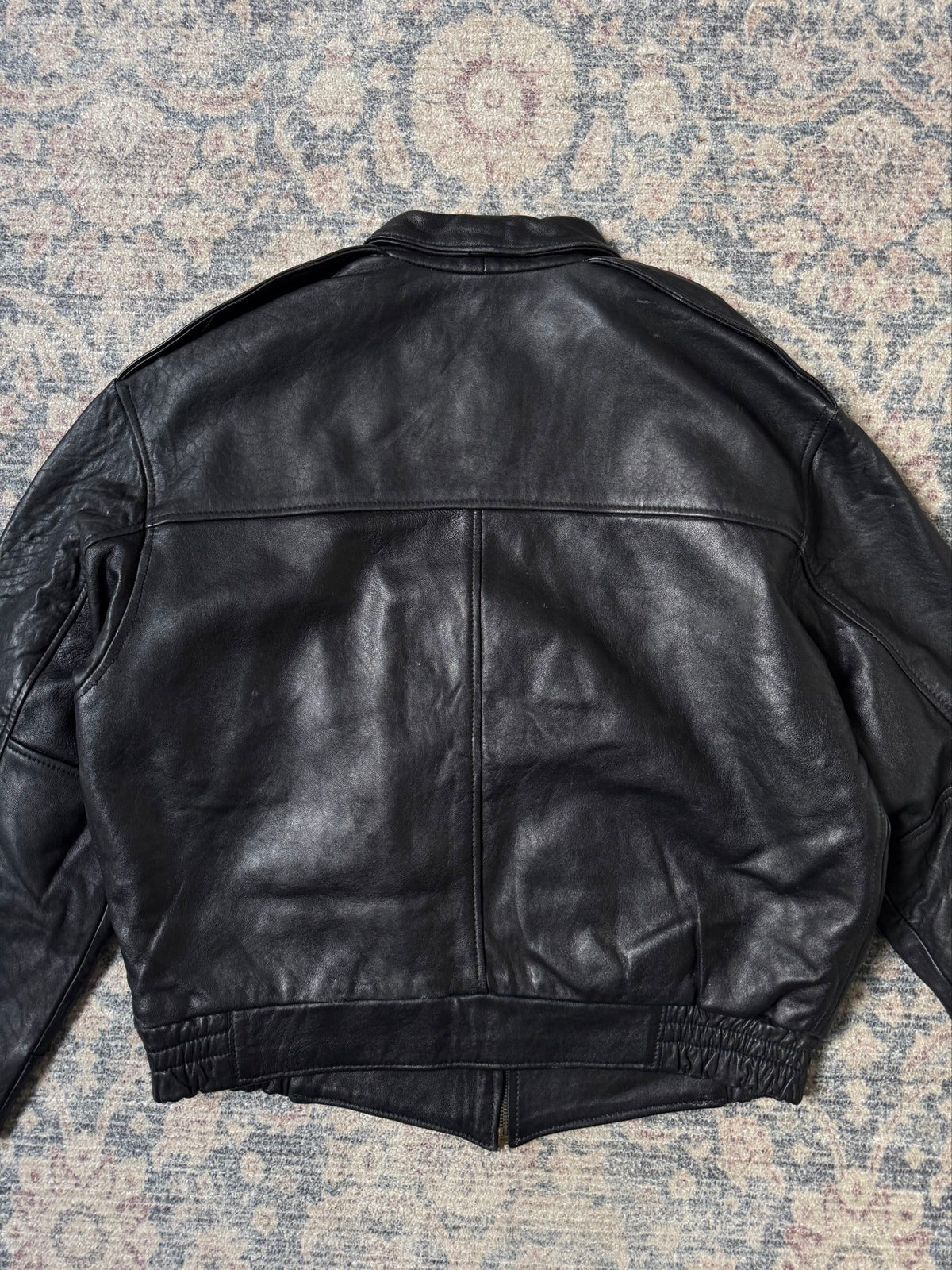 Vintage black A-2 aviator type leather jacket