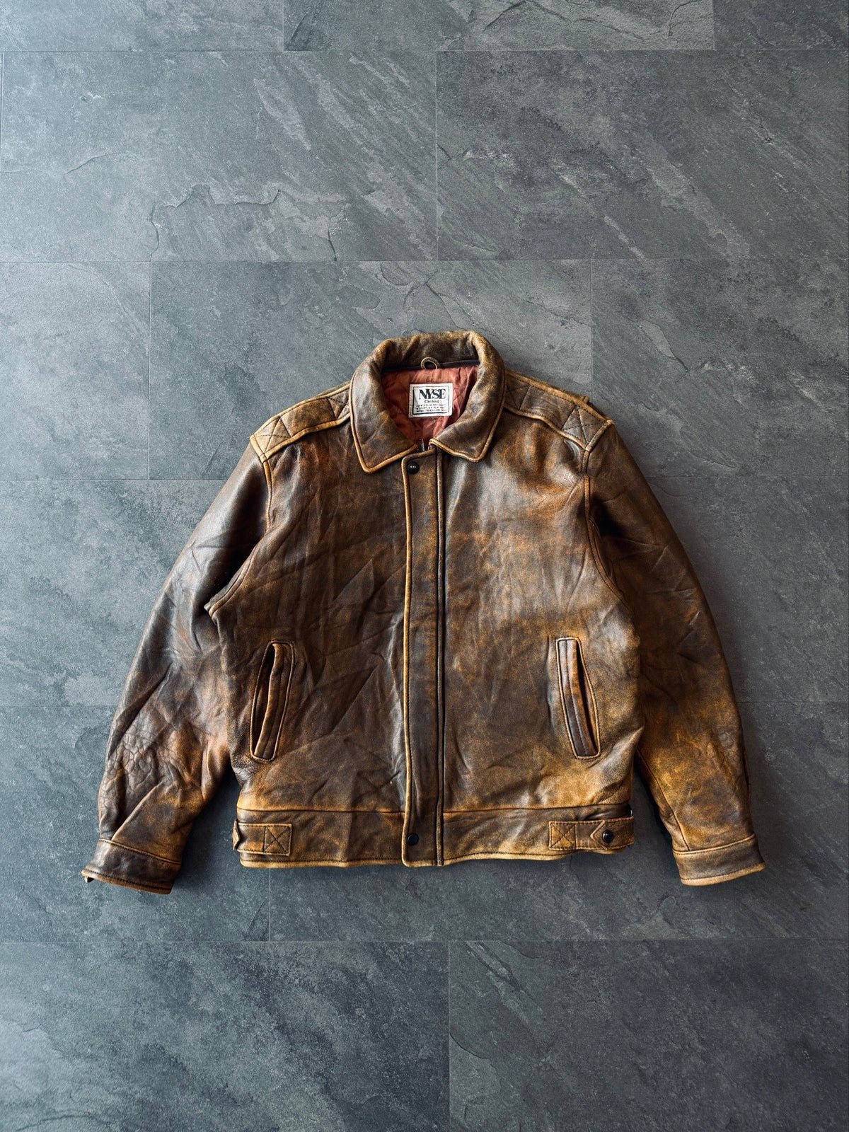 90s Nyse Made in France patina lambs leather jacket