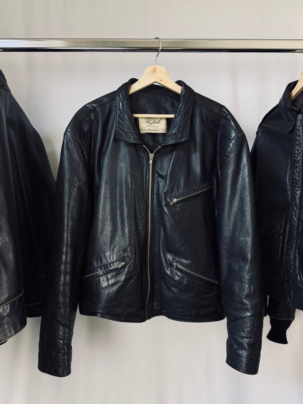 1970s café racer biker leather jacket