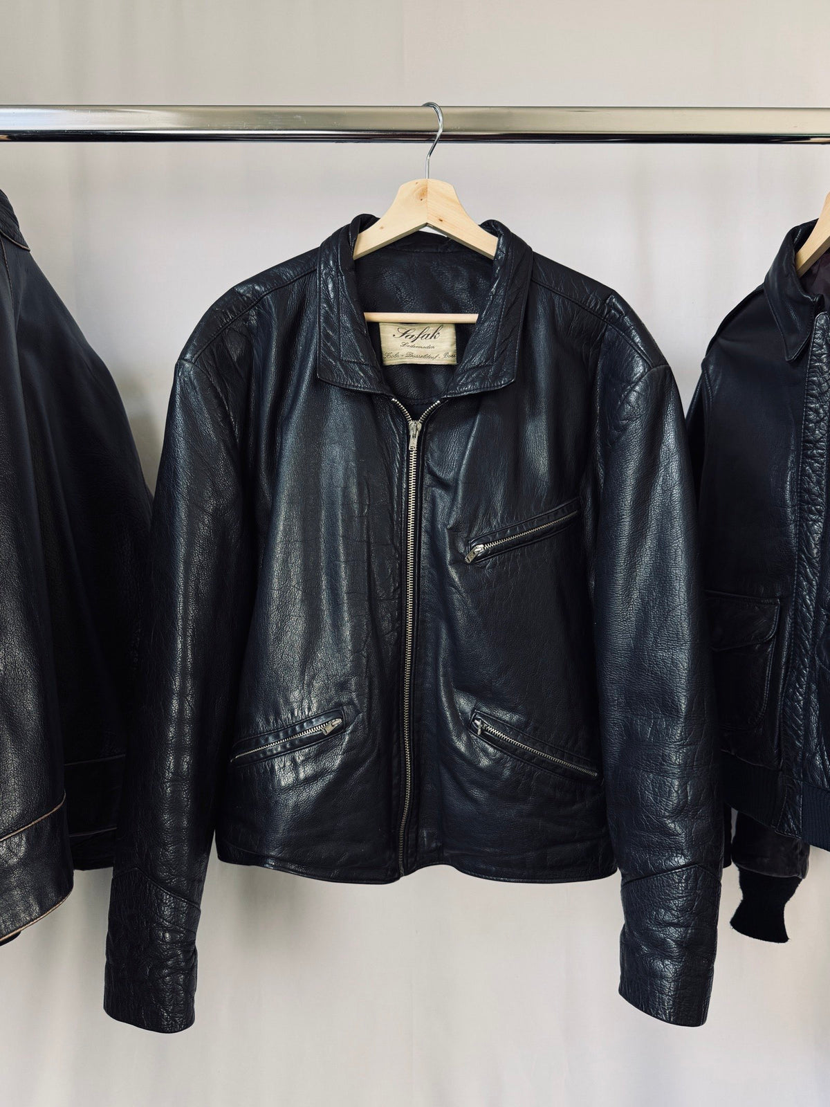 1970s café racer biker leather jacket