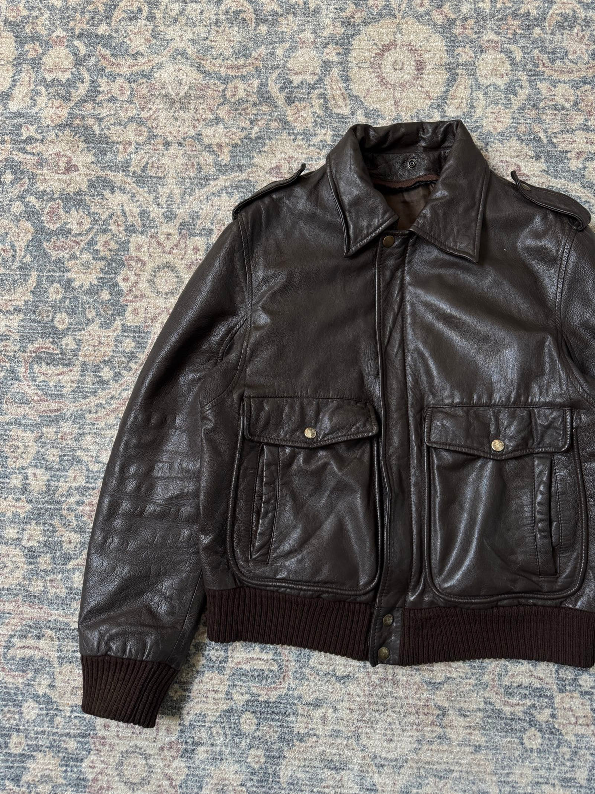 Vintage brown A-2 type leather jacket aviator bomber