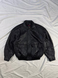 vintage 90s heavy bomber black leather jacket aviator