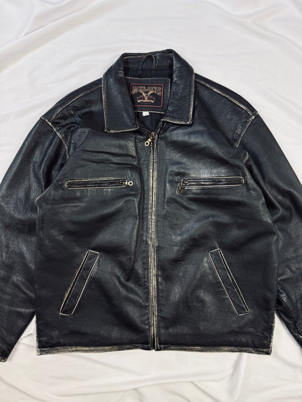 90s Patina straight cut leather jacket Jack & Johnes USA