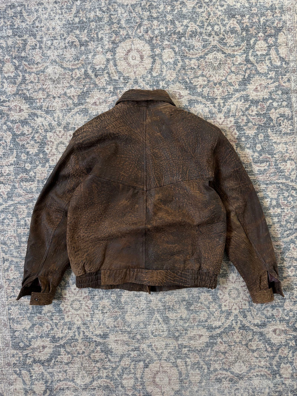Vintage retro patina bomber leather jacket