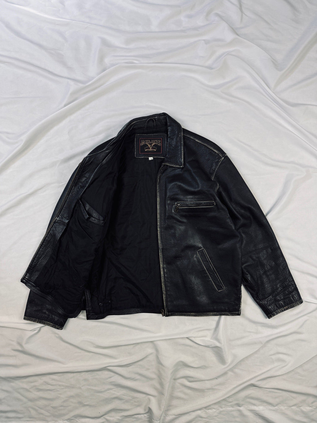90s Patina straight cut leather jacket Jack & Johnes USA