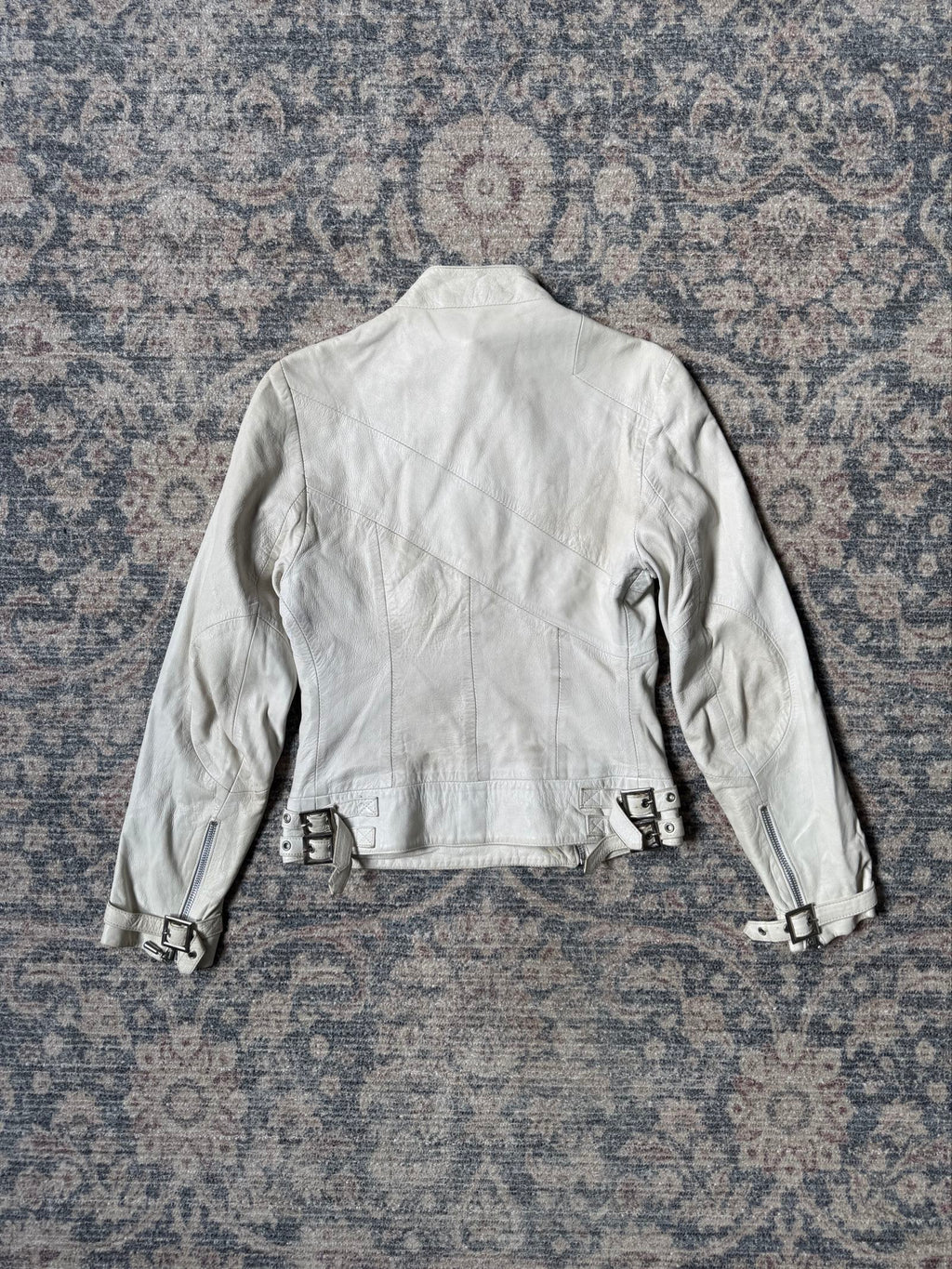 y2k white cropped biker leather jacket