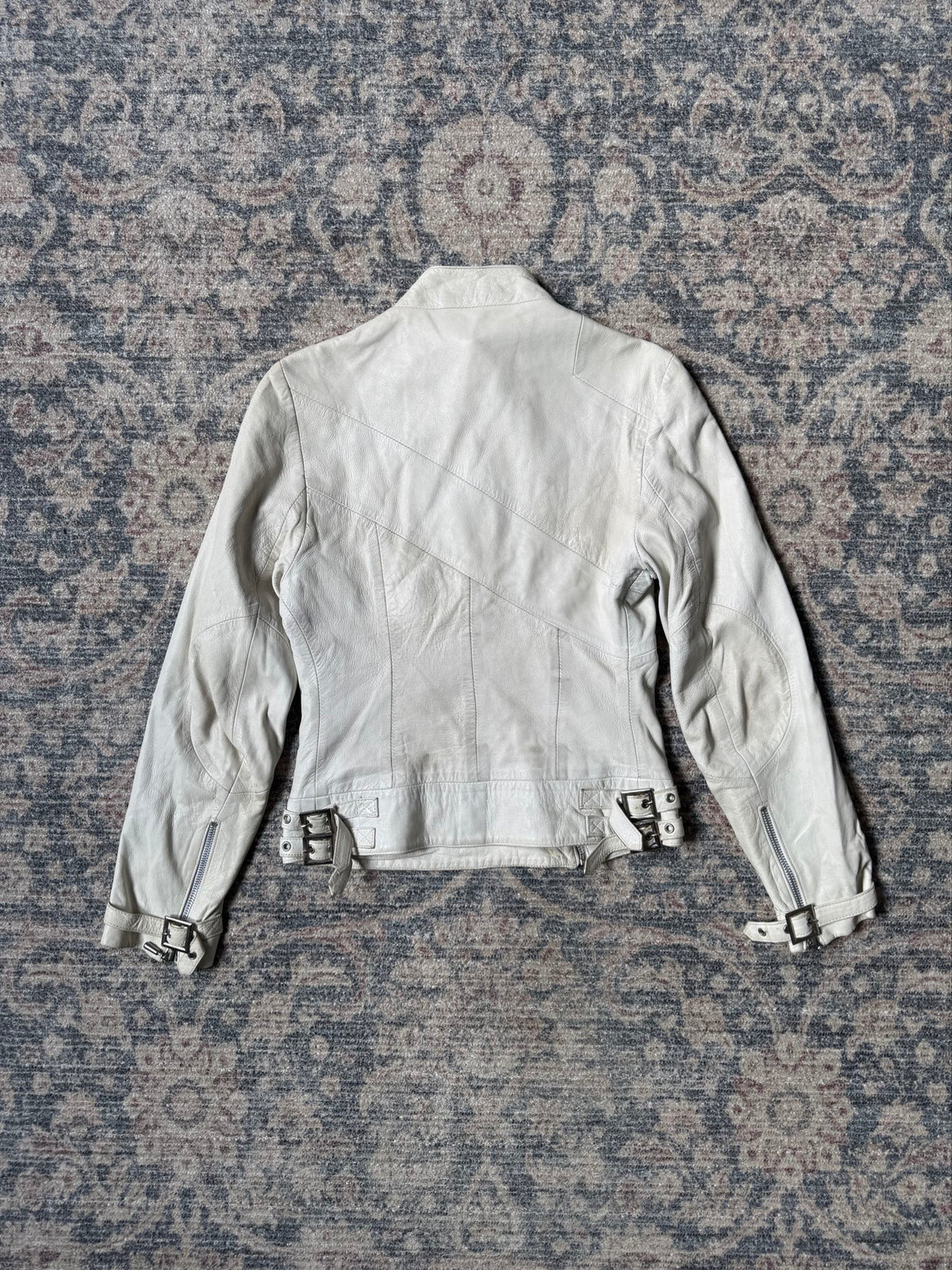 y2k white cropped biker leather jacket