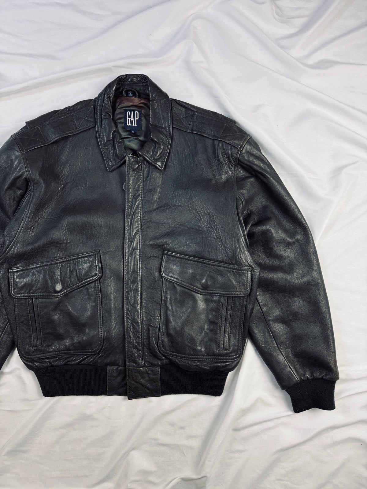GAP heavy grain bomber leather jacket