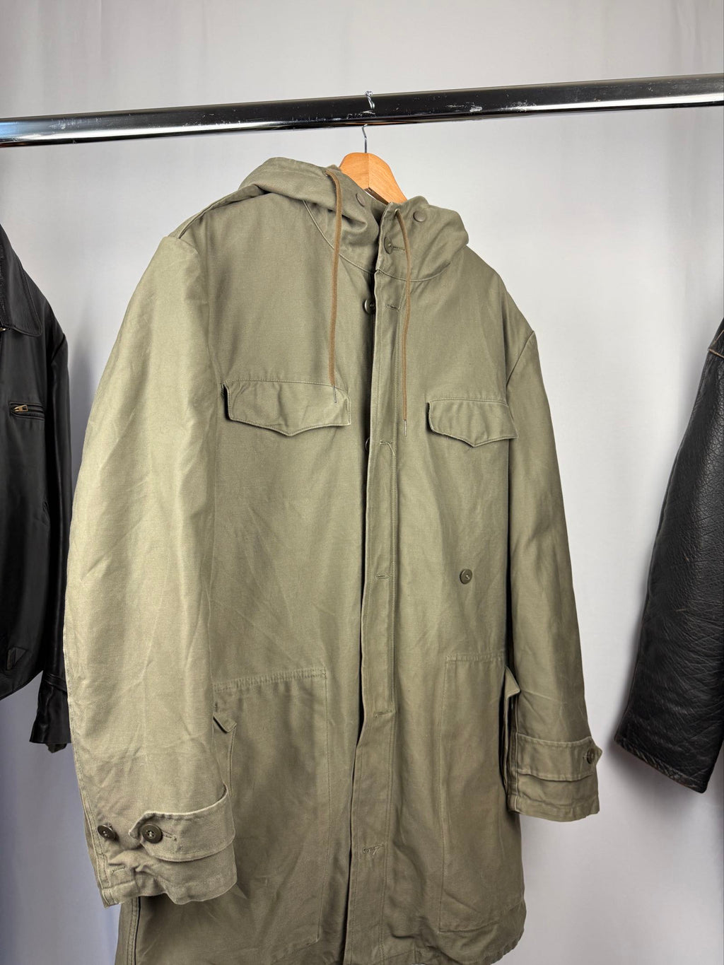 Vintage military olive cotton field parka
