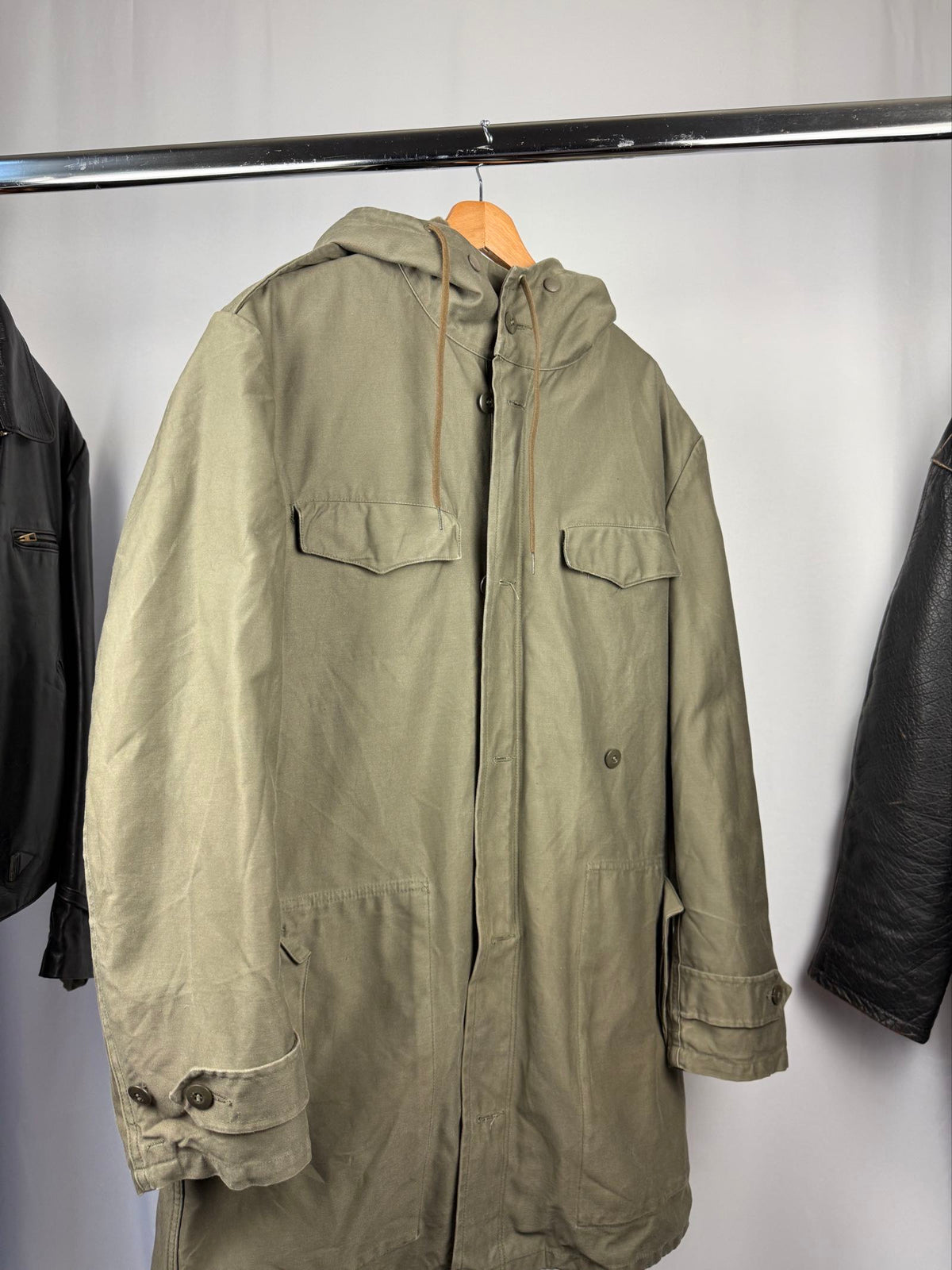 Vintage military olive cotton field parka