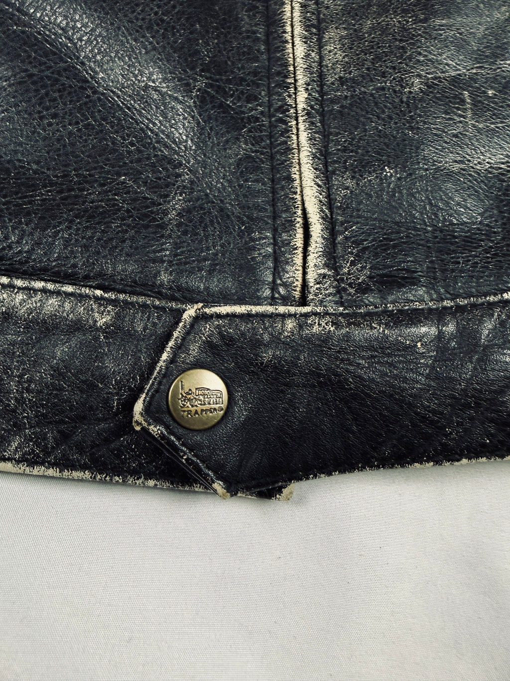 vintage 1990 trapper heavy cropped patina leather jacket